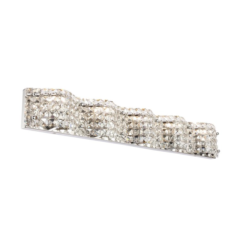 Living District Ollie 5-Light Metal and Crystal Wall Sconce in Chrome and Clear