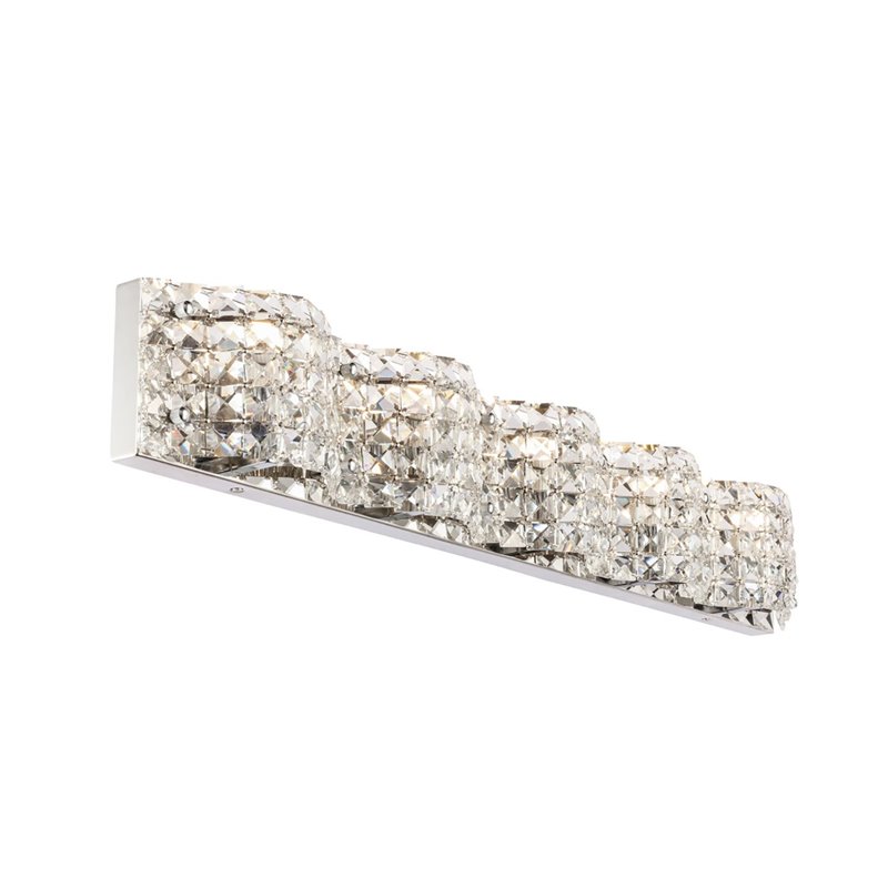 Living District Ollie 5-Light Metal and Crystal Wall Sconce in Chrome and Clear