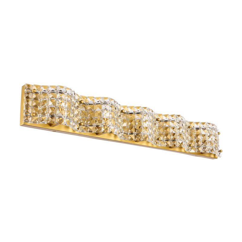 Living District Ollie 5-Light Metal and Crystal Wall Sconce in Brass and Clear