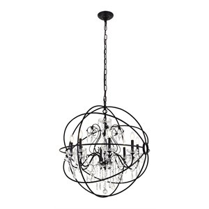 Living District Cordelia 8-Light Transitional Metal Pendant in Black