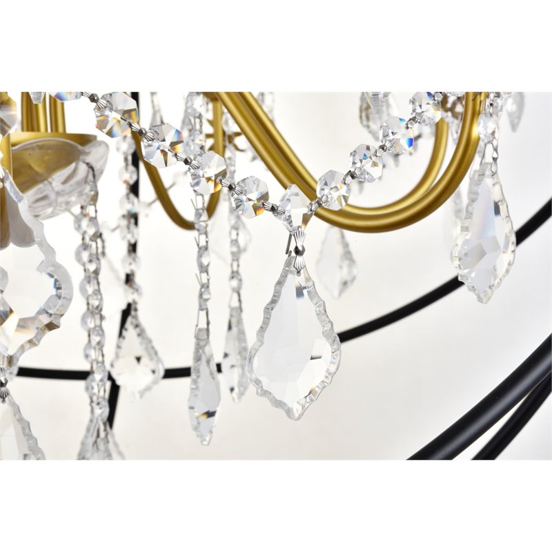 Living District Cordelia 8-Light Transitional Metal Pendant in Black and Gold