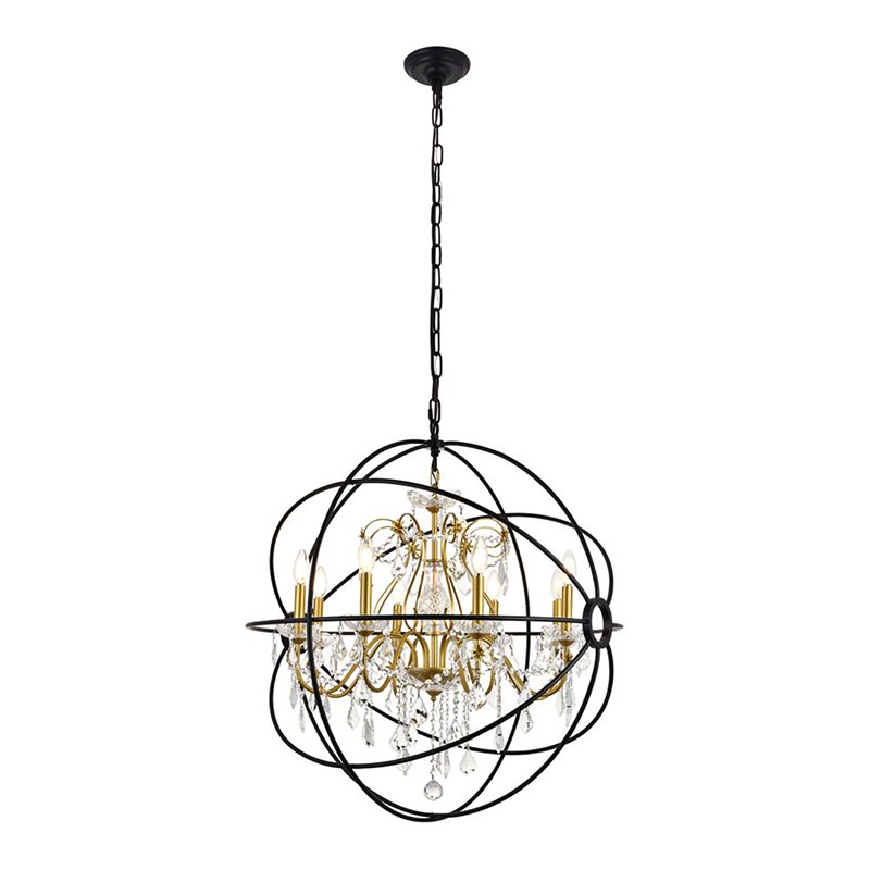 Living District Cordelia 8-Light Transitional Metal Pendant in Black and Gold