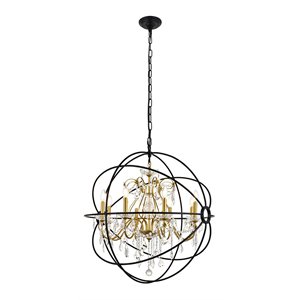 Living District Cordelia 8-Light Transitional Metal Pendant in Black and Gold