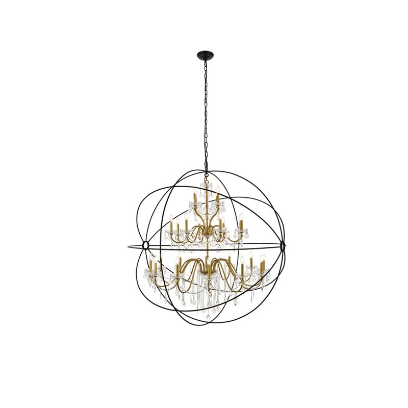 Living District Cordelia 24-Light Transitional Metal Pendant in Black and Gold