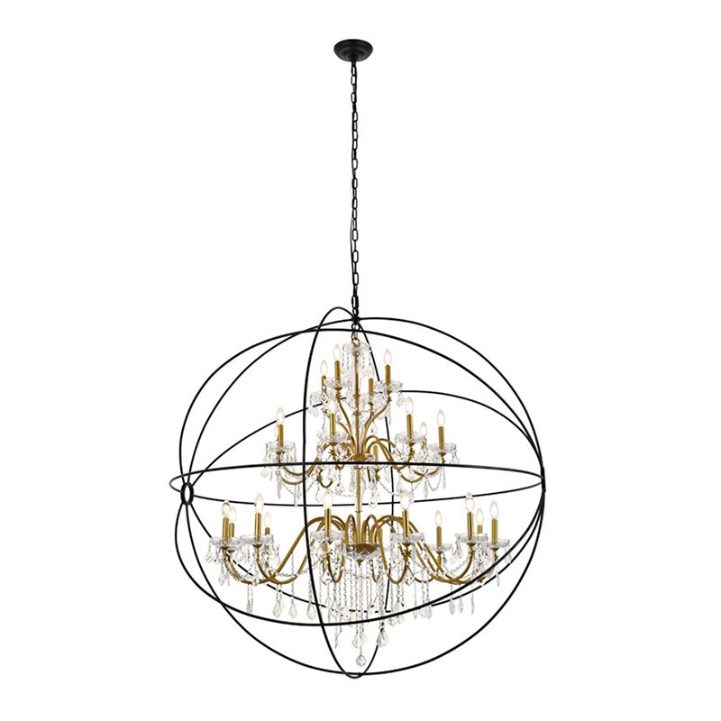Living District Cordelia 24-Light Transitional Metal Pendant in Black and Gold