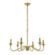 Living District Rohan 6-Light Transitional Metal Chandelier in Brass Finish
