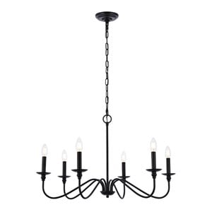 Living District Rohan 6-Light Transitional Metal Chandelier - Matte Black Finish