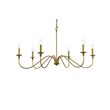 Living District Rohan 6-Light Transitional Metal Chandelier in Brass Finish