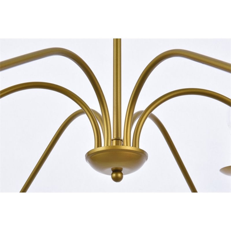 Living District Rohan 6-Light Transitional Metal Chandelier in Brass Finish