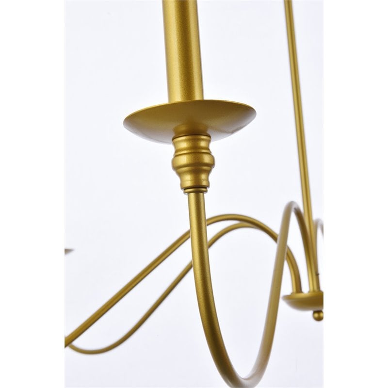 Living District Rohan 6-Light Transitional Metal Chandelier in Brass Finish