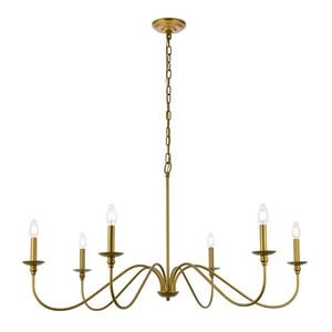Living District Rohan 6-Light Transitional Metal Chandelier in Brass Finish