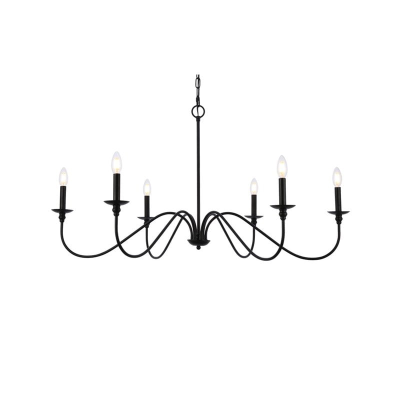 Living District Rohan 6-Light Transitional Metal Chandelier in Black