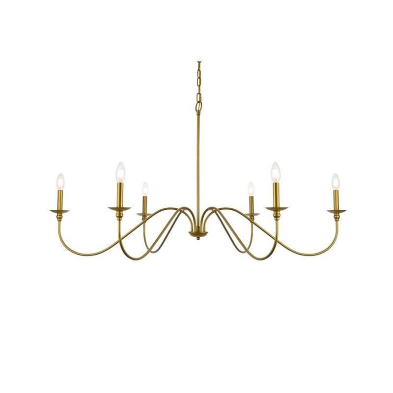 Living District Rohan 6-Light Transitional Metal Chandelier in Brass