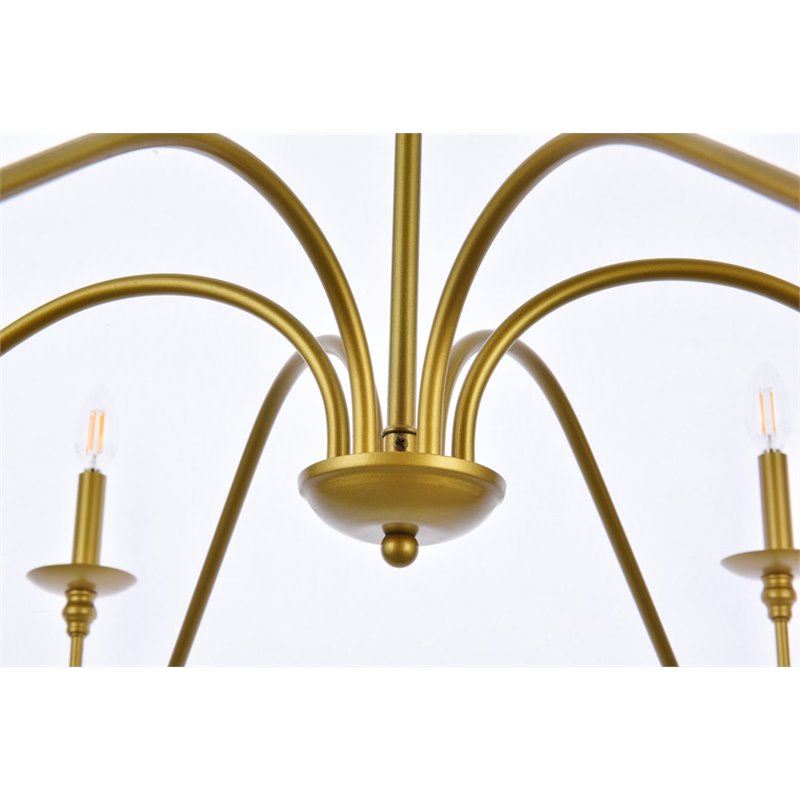 Living District Rohan 6-Light Transitional Metal Chandelier in Brass