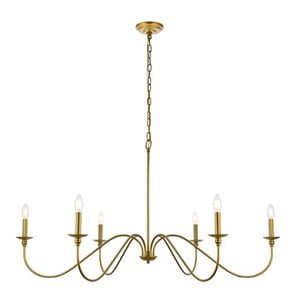 Living District Rohan 6-Light Transitional Metal Chandelier in Brass