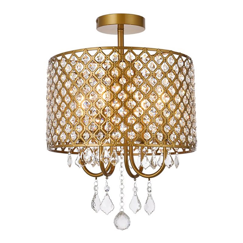 Living District Elise 4-Light Transitional Metal Flush Mount in Brass Finish