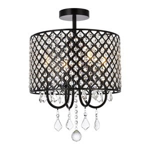 Living District Elise 4-Light Transitional Metal Flush Mount in Black Finish