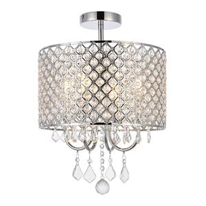 Living District Elise 4-Light Transitional Metal Flush Mount in Chrome Finish