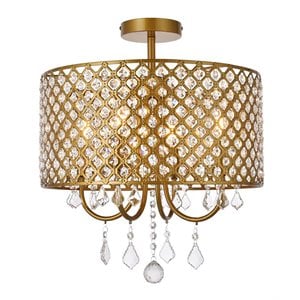 Living District Elise 4-Light Transitional Metal Flush Mount in Brass Finish