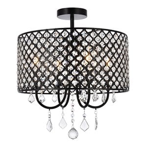 Living District Elise 4-Light Transitional Metal Flush Mount in Black Finish