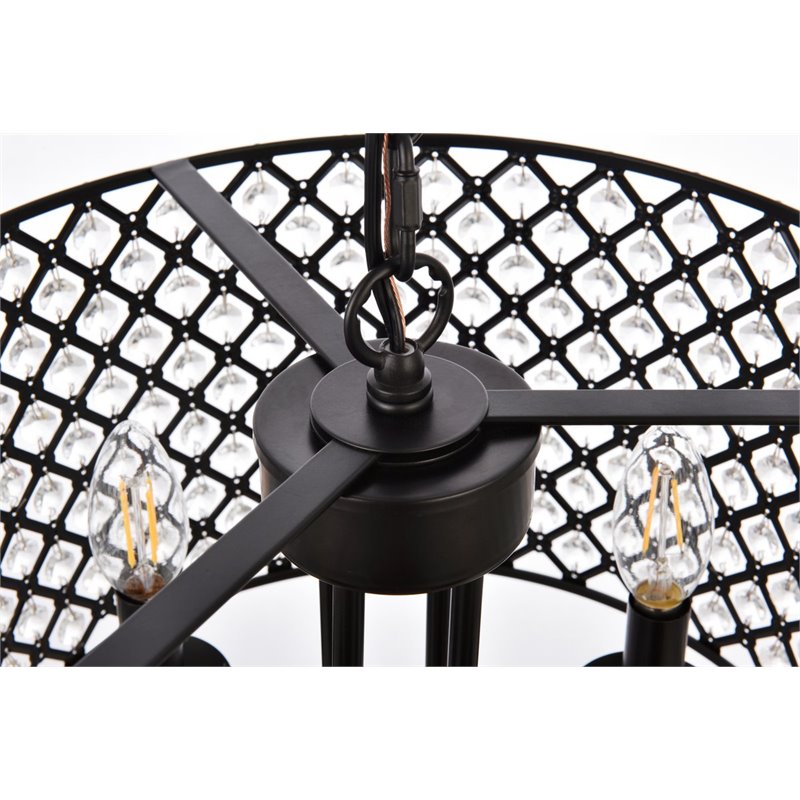 Living District Elise 4-Light Transitional Metal Pendant in Black Finish