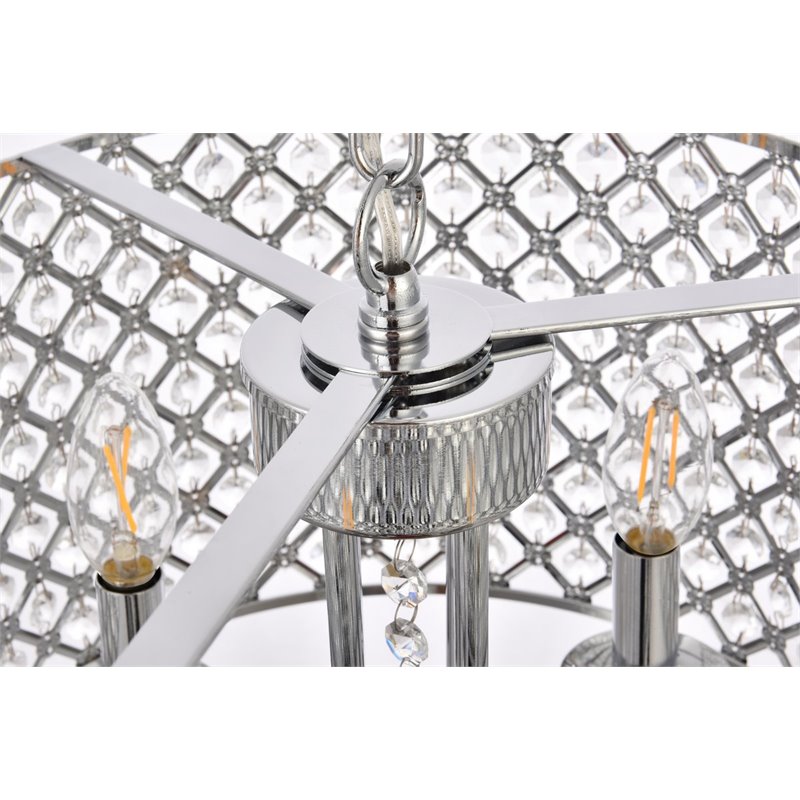 Living District Elise 4-Light Transitional Metal Pendant in Chrome Finish