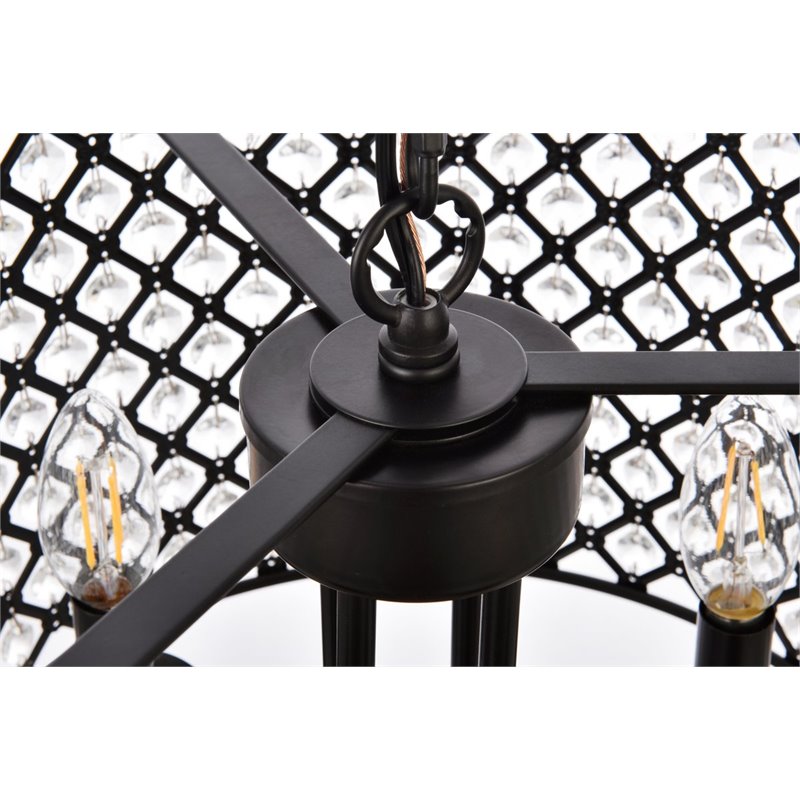 Living District Elise 4-Light Transitional Metal Pendant in Black Finish