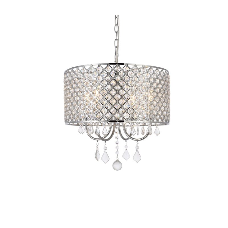 Living District Elise 4-Light Transitional Metal Pendant in Chrome Finish