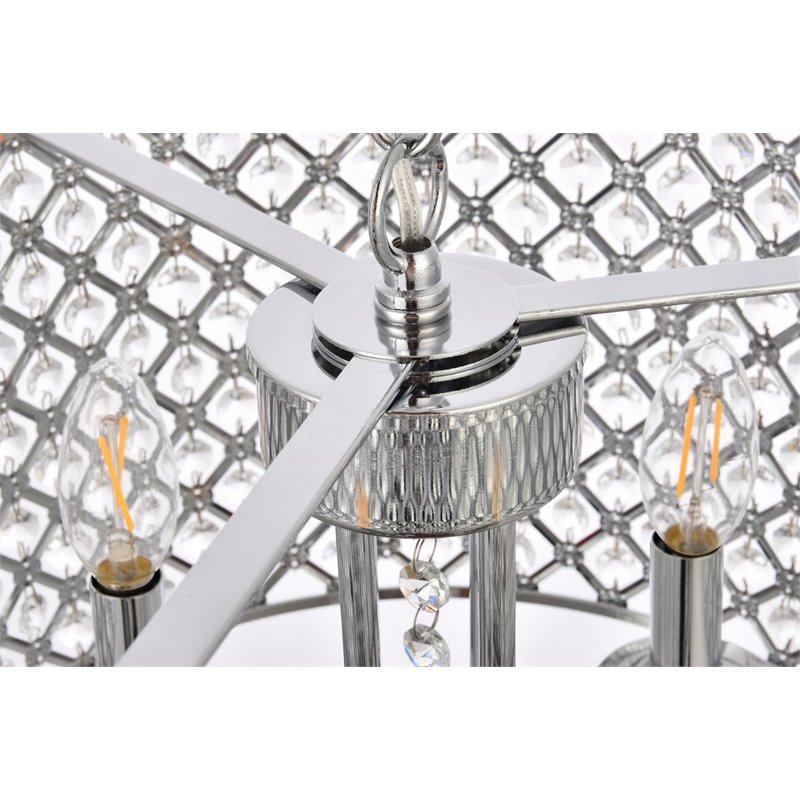Living District Elise 4-Light Transitional Metal Pendant in Chrome Finish