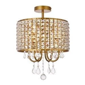 Living District Elise 4-Light Transitional Style Metal Flush Mount in Brass