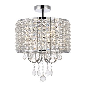 Living District Elise 4-Light Transitional Style Metal Flush Mount in Chrome