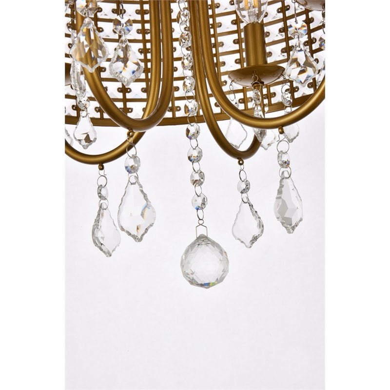 Living District Elise 4-Light Transitional Metal Flush Mount in Brass