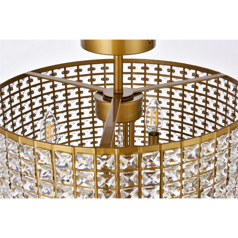 Living District Elise 4-Light Transitional Metal Flush Mount in Brass