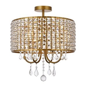 Living District Elise 4-Light Transitional Metal Flush Mount in Brass