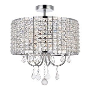Living District Elise 4-Light Transitional Metal Flush Mount in Chrome