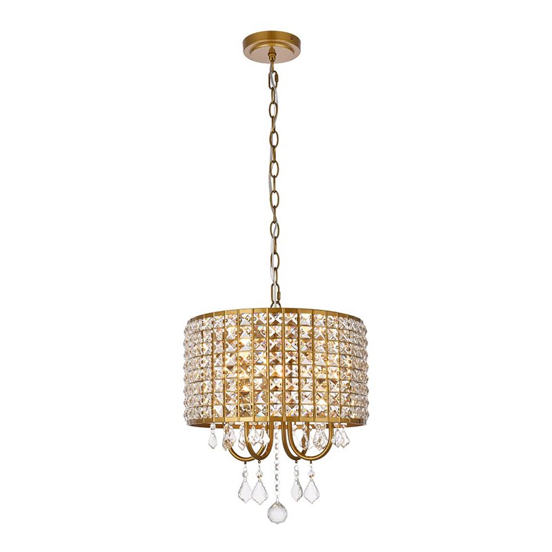 Living District Elise 4-Light Transitional Style Metal Pendant in Brass