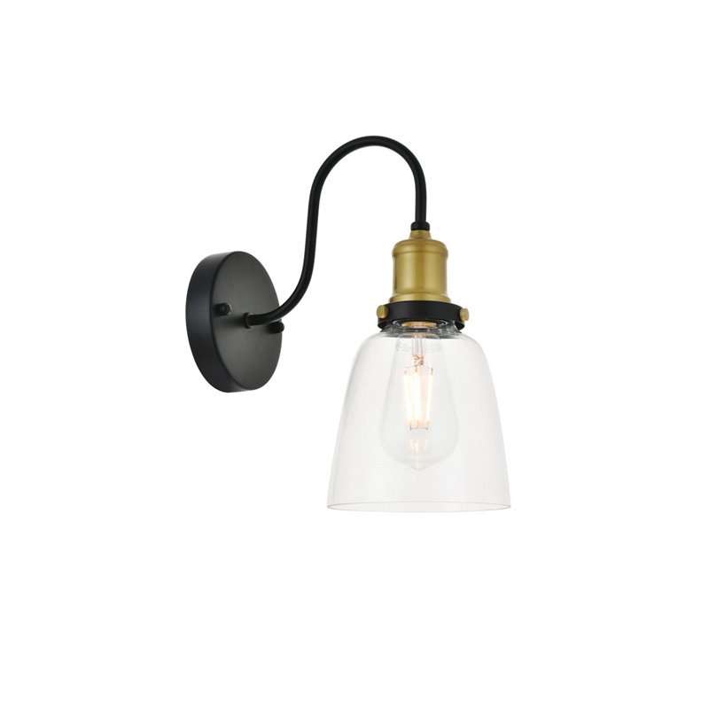 Living District Felicity 1-Light Metal Wall Sconce in Brass and Black