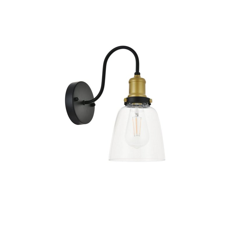 Living District Felicity 1-Light Metal Wall Sconce in Brass and Black