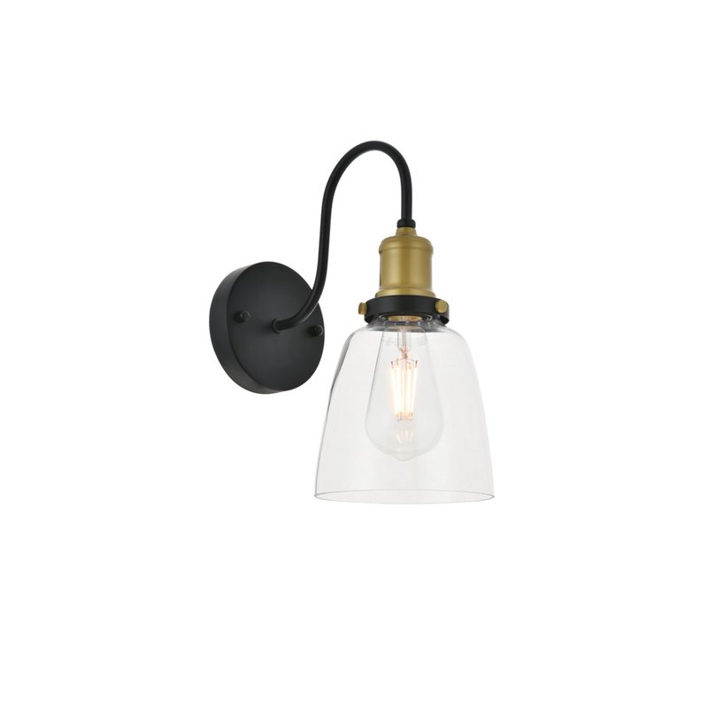 Living District Felicity 1-Light Metal Wall Sconce in Brass and Black