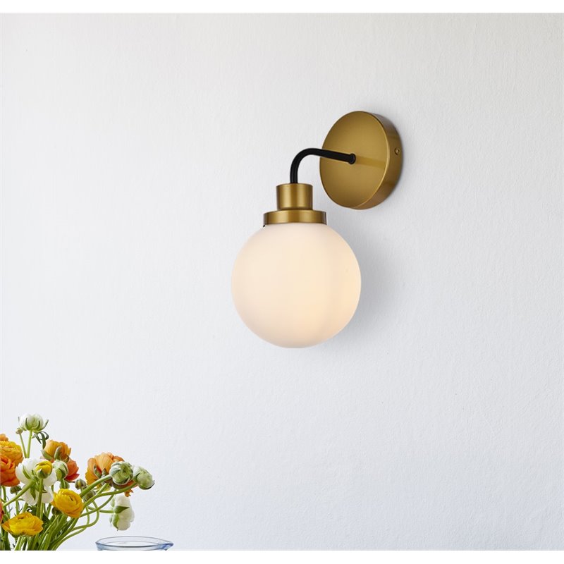 Living District Hanson 1-Light Metal Bath Sconce in Black and Brass