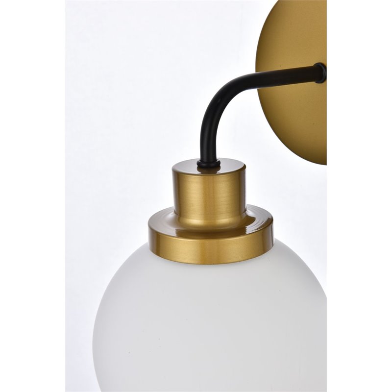 Living District Hanson 1-Light Metal Bath Sconce in Black and Brass