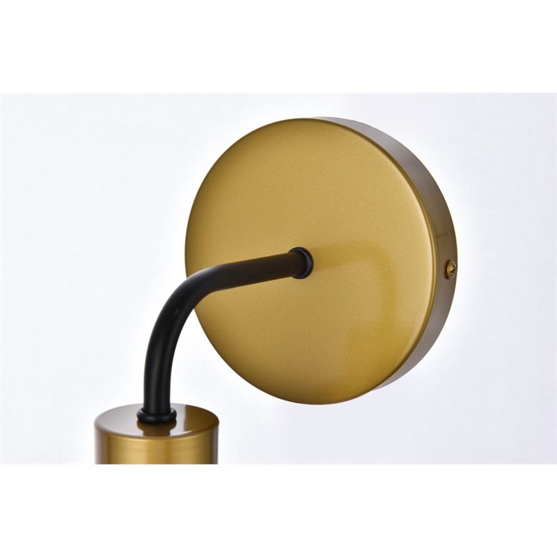 Living District Hanson 1-Light Metal Bath Sconce in Black and Brass