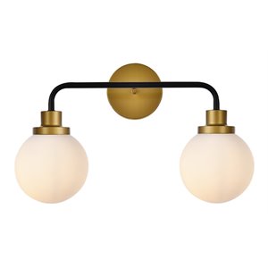 Living District Hanson 2-Light Metal Bath Sconce in Black and Brass