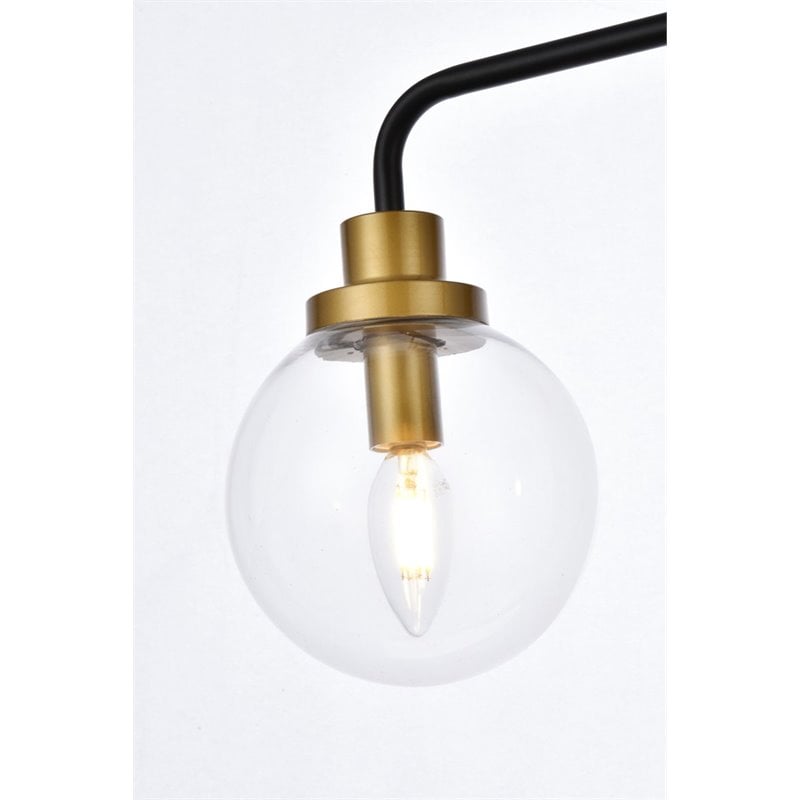 Living District Hanson 2-Light Metal Bath Sconce w/ Clear Shade in Black/Brass