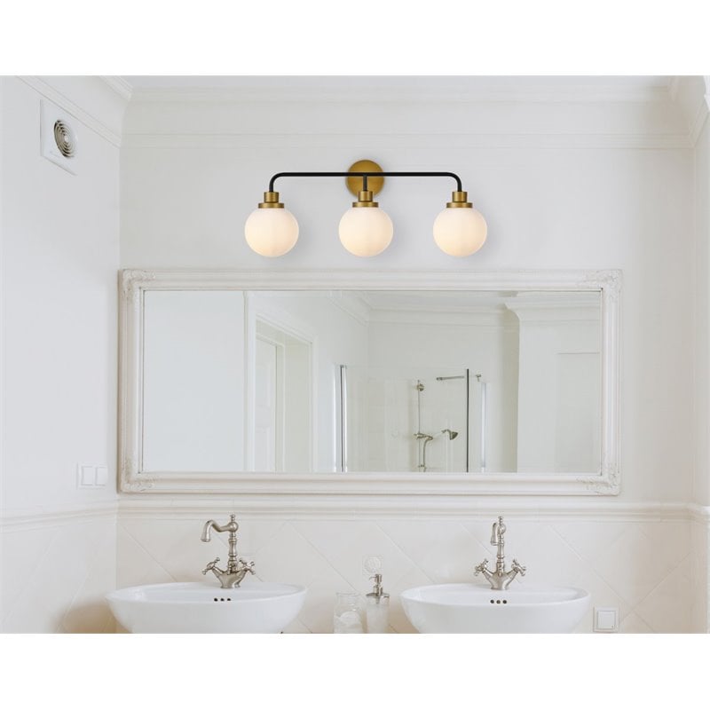 Living District Hanson 3-Light Metal Bath Sconce in Black and Brass