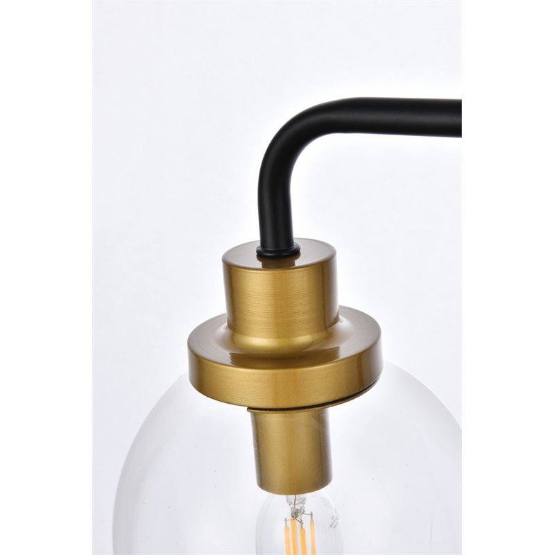 Living District Hanson 3-Light Metal Bath Sconce w/ Clear Shade in Black/Brass