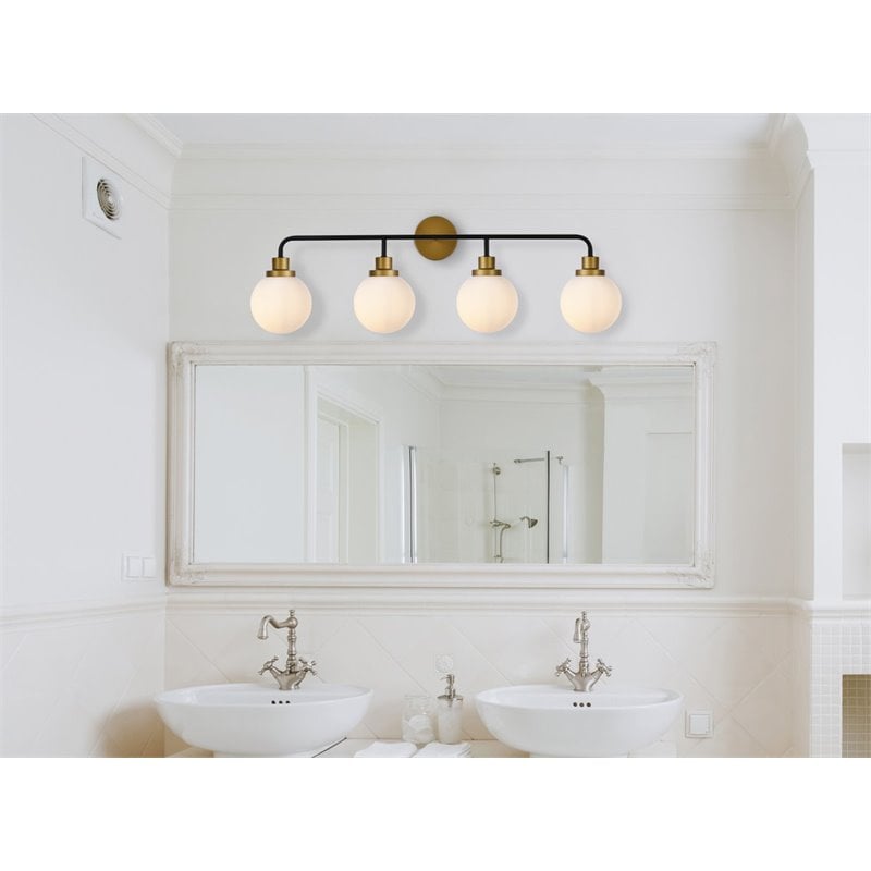 Living District Hanson 4-Light Metal Bath Sconce in Black and Brass