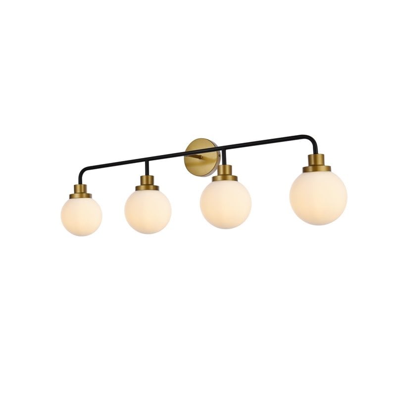 Living District Hanson 4-Light Metal Bath Sconce in Black and Brass