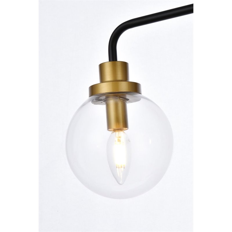 Living District Hanson 4-Light Metal Bath Sconce w/ Clear Shade in Black/Brass