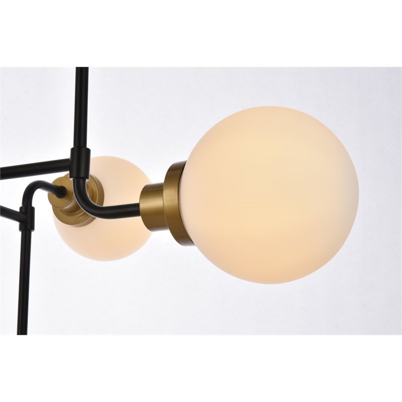 Living District Hanson 8-Light Metal Pendant w/ Frosted Shade in Black and Brass